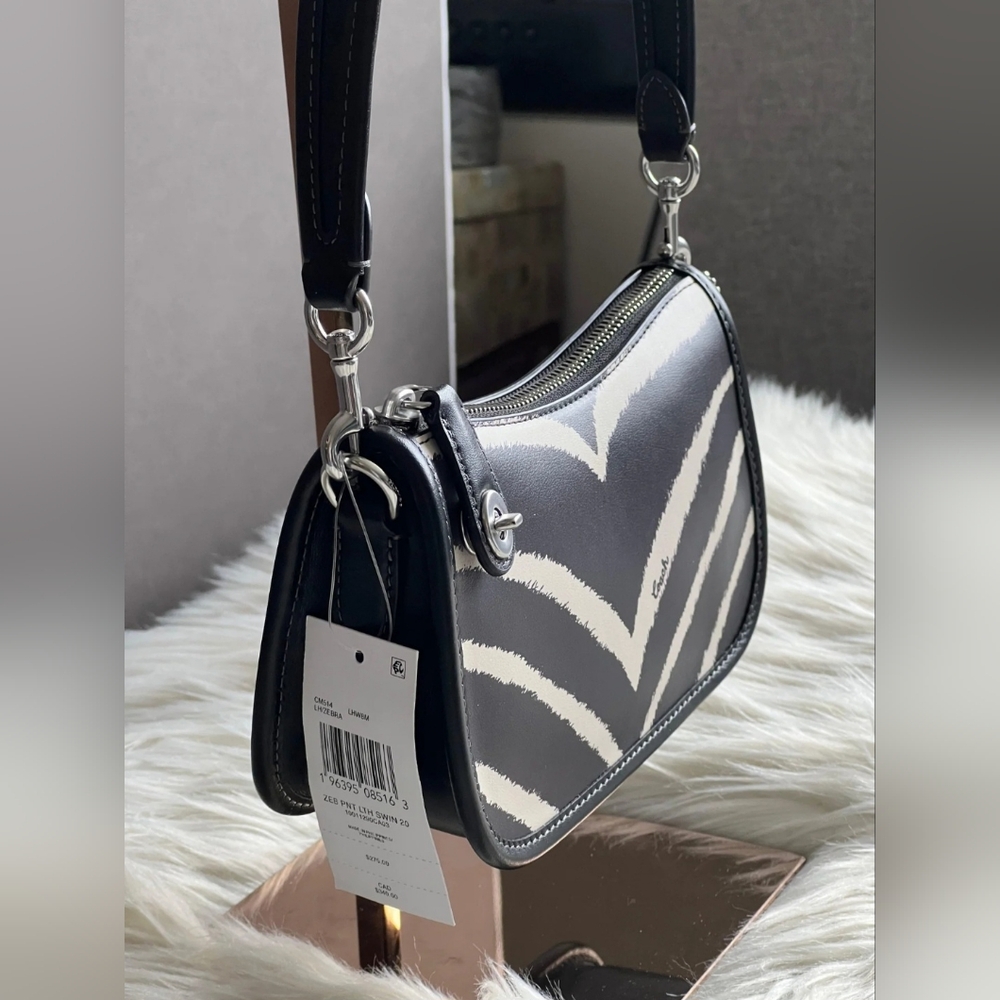 Coach Swinger Bag 20 With Zebra Print - Picture 2 of 7